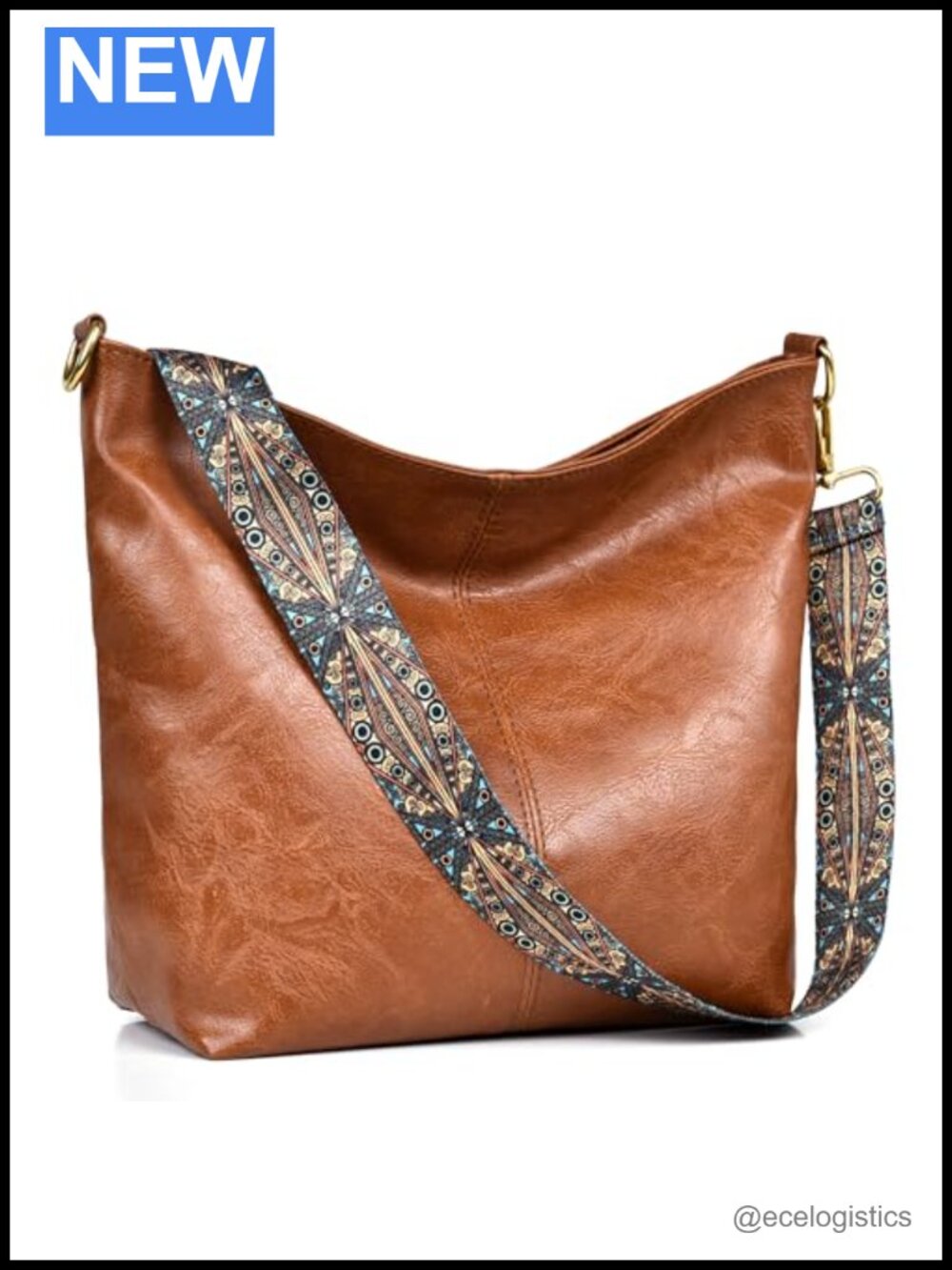 Genuine Leather Hobo Crossbody Bag with Guitar Strap for Women